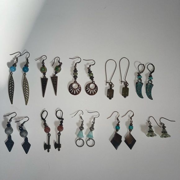 Earring Lot 10 Pair Hand Crafted Artisan Earrings Bohemian Earrings NEW # 192 - Picture 6 of 8
